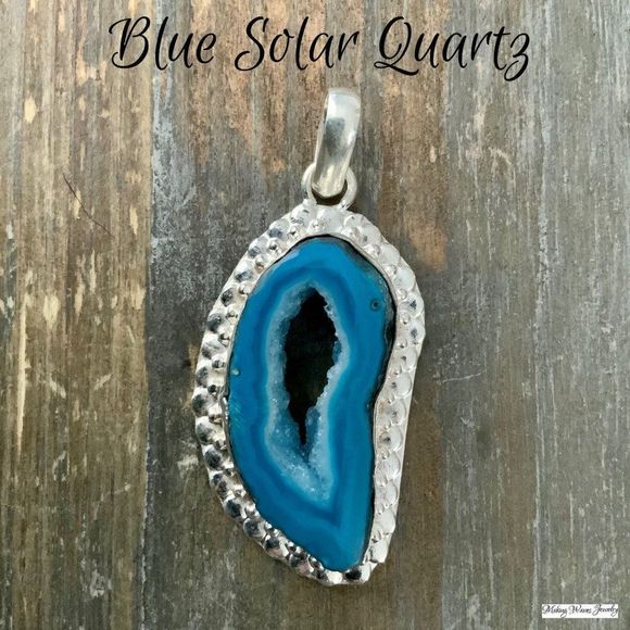 Making Waves Jewelry and Accessories Jewelry - Blue Solar Quartz Silver Pendant